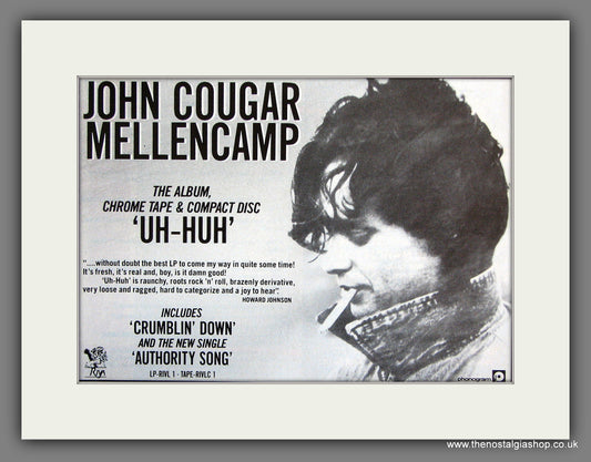 John Cougar Mellencamp. Uh-Huh. Vintage Advert 1984 (ref AD55683)