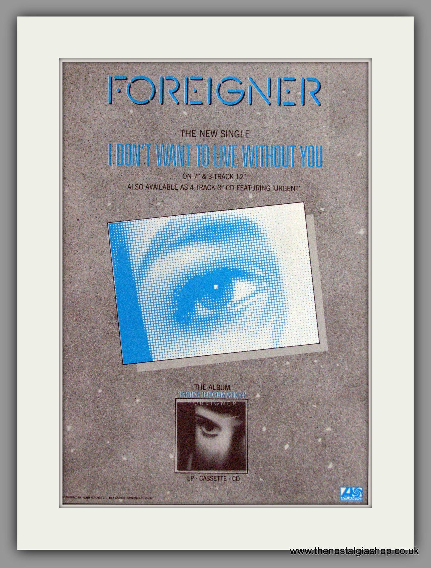 Foreigner - I Don't Want To Live Without You. Original Advert 1988 (ref AD50289)