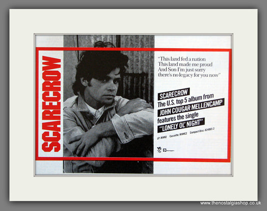 John Cougar Mellencamp. Scarecrow. Vintage Advert 1985 (ref AD55684)