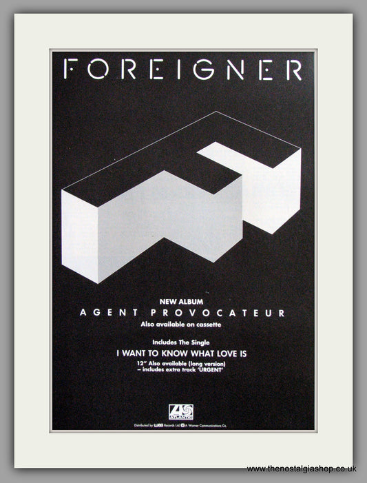 Foreigner - Agent Provocateur. Original Advert 1984 (ref AD50291)