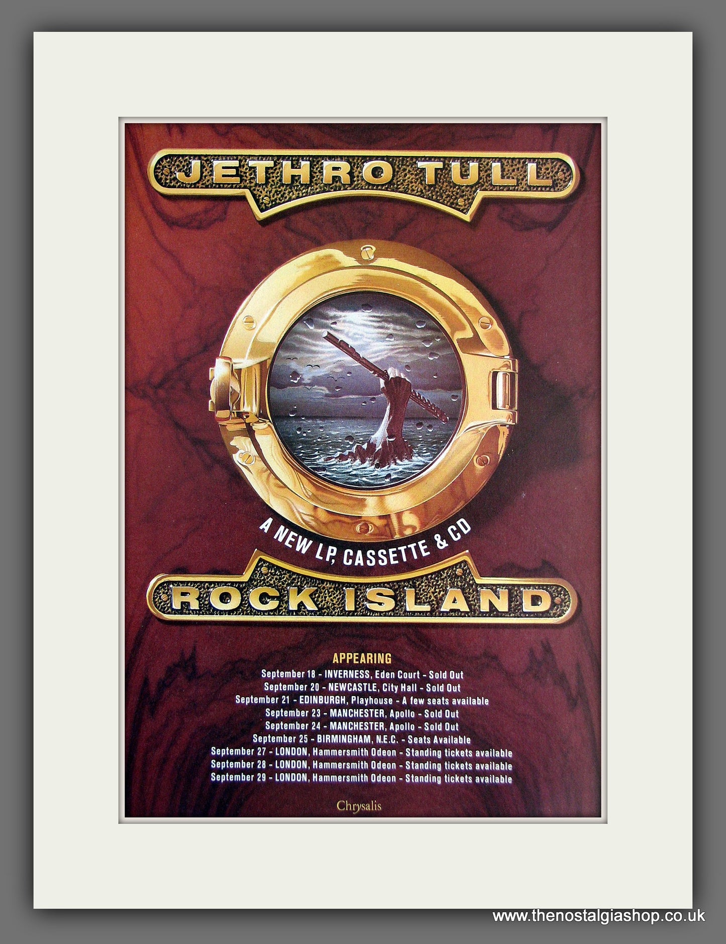 Jethro Tull. Rock Island. UK Tour. Vintage Advert 1989 (ref AD55692)