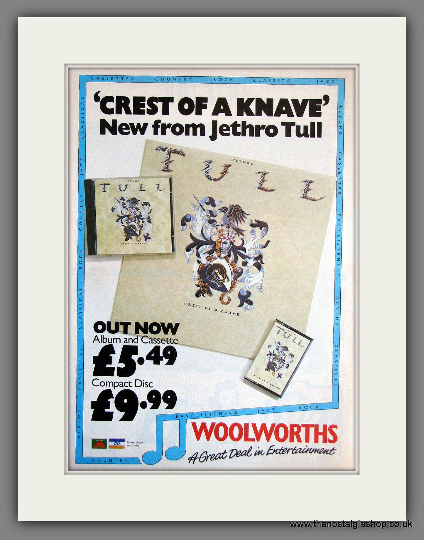 Jethro Tull. Crest Of A Knave. Vintage Advert 1987 (ref AD55693)