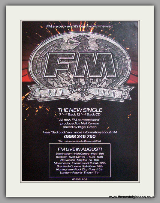 FM - Bad Luck.  Original Advert 1989 (ref AD50307)