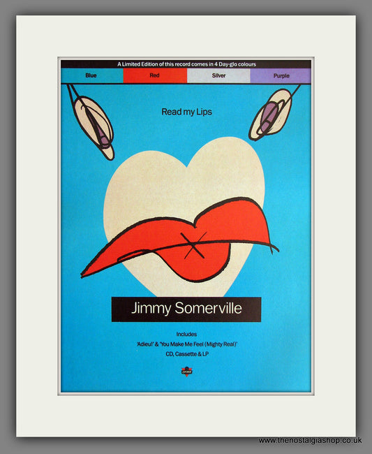 Jimmy Somerville Read My Lips. Vintage Advert 1989 (ref AD55707)