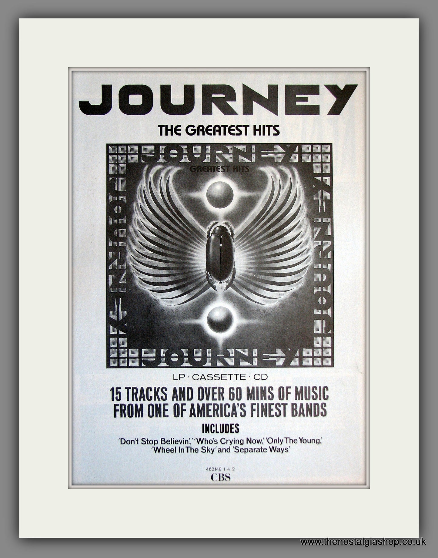 Journey Greatest Hits. Vintage Advert 1988 (ref AD55710)