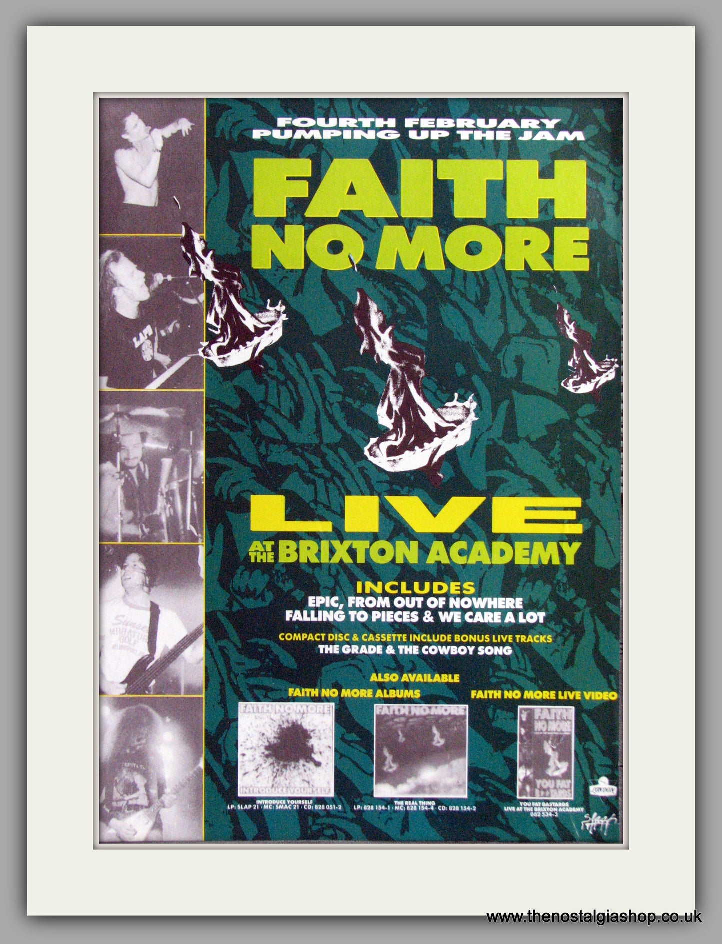 Faith No More - Live At The Brixton Academy. Vintage Advert 1991 (ref AD50377)