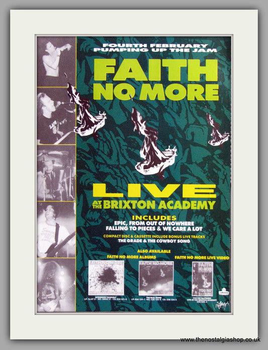 Faith No More - Live At The Brixton Academy. Vintage Advert 1991 (ref AD50377)