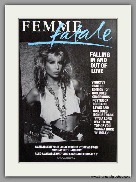 Femme Fatale - Falling In And Out Of Love.  Vintage Advert 1989 (ref AD50386)