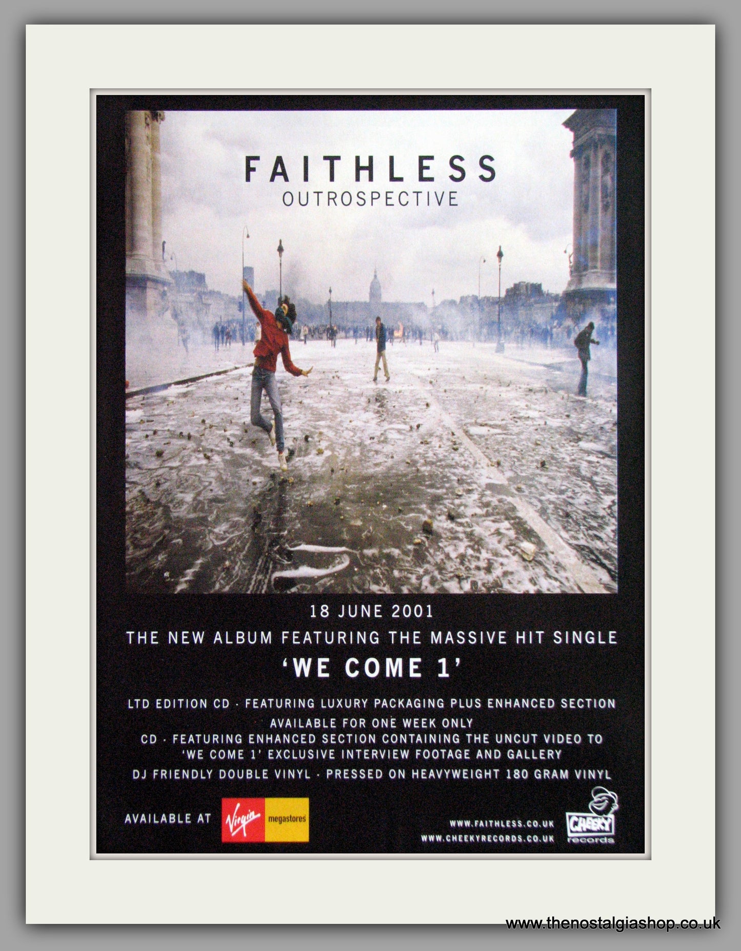 Faithless - Outrospective.  Vintage Advert 2001 (ref AD50393)