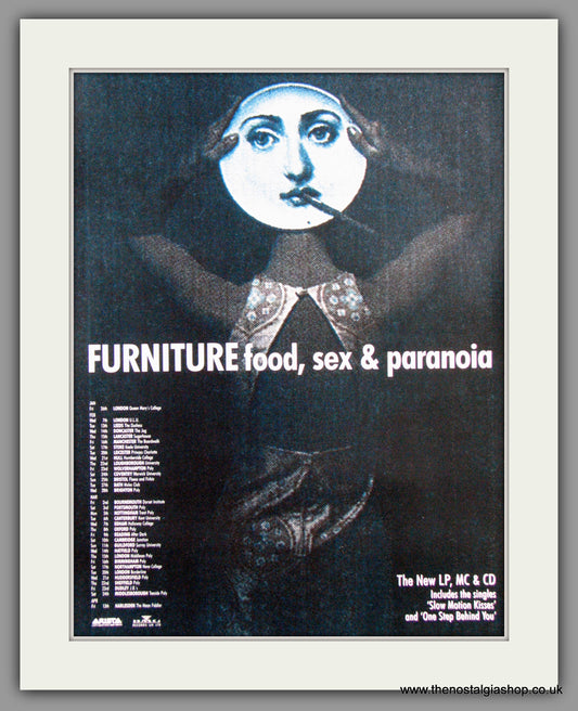 Furniture Food, Sex & Paranoia. Vintage Advert 1990 (ref AD50431)