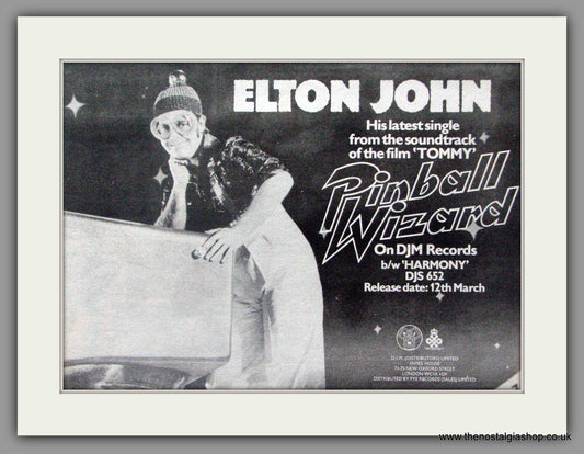 Elton John Pinball Wizard. Original Advert 1976 (ref AD50529)