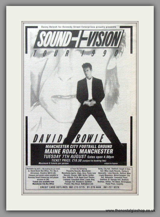 David Bowie. Sound And Vision Tour.  Vintage Advert 1990 (ref AD50531)