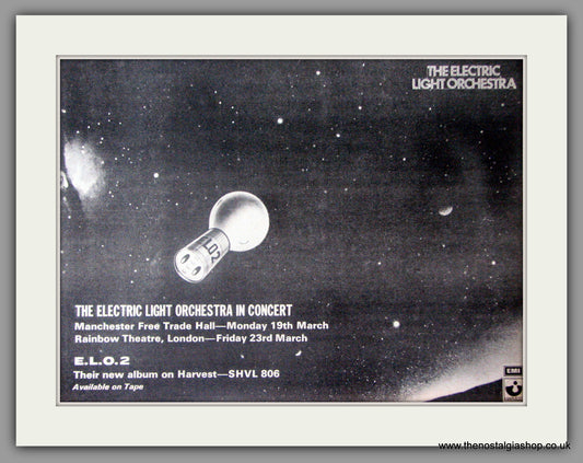 Electric Light Orchestra. Tour Dates, Manchester and London. SHVL 806. Vintage Advert 1973 (ref AD50351)