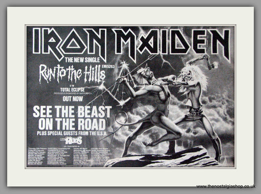 Iron Maiden. Run To The Hills. Vintage Advert 1982 (ref AD50358)