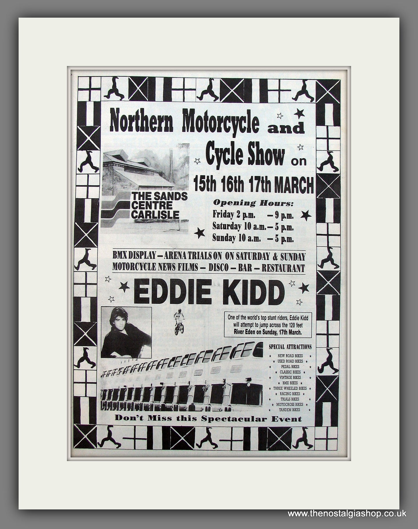 Northern Motorcycle Show Carlisle, with Eddie Kidd. Original Advert 1985 (ref AD12984)