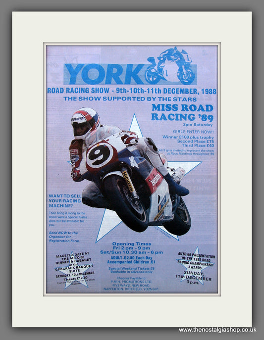 York Road Racing Show. Original Advert 1988 (ref AD12994)