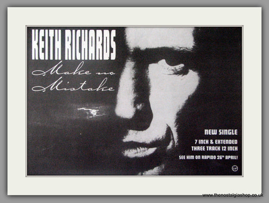 Keith Richards. Make No Mistakes. Vintage Advert 1989 (ref AD50438)