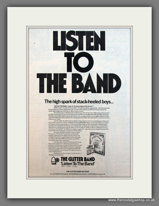 Glitter Band (The) Listen To The Band. Original advert 1975  (ref AD13120)