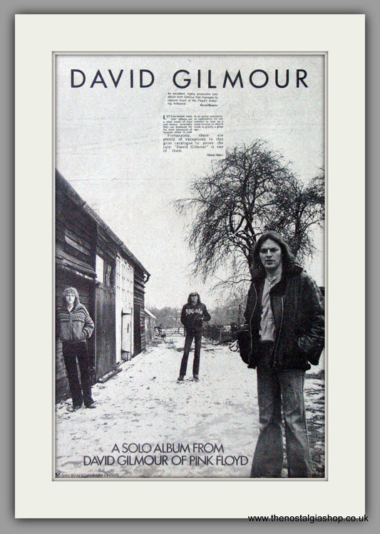 David Gilmour. Solo Album. Vintage Advert 1978 (ref AD50446)