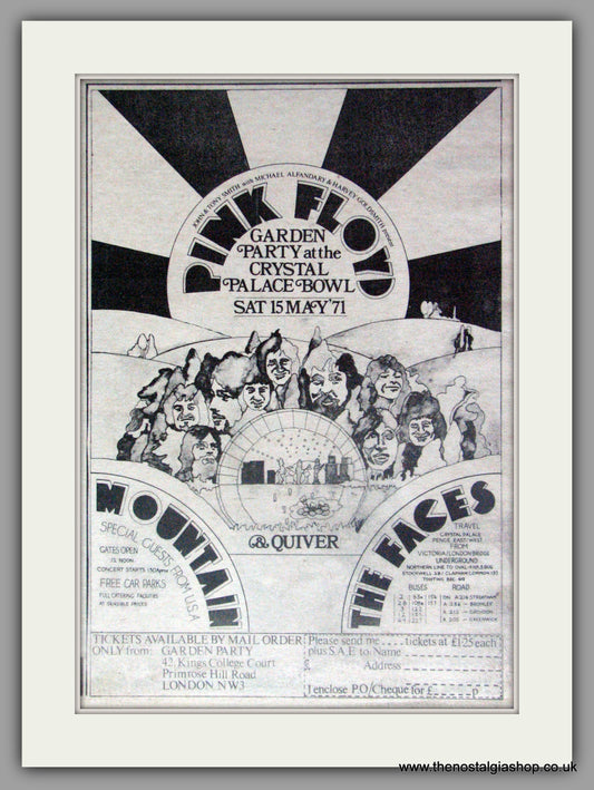 Pink Floyd. Live Show Crystal Palace Bowl 1971. Vintage Advert 1971 (ref AD50447)