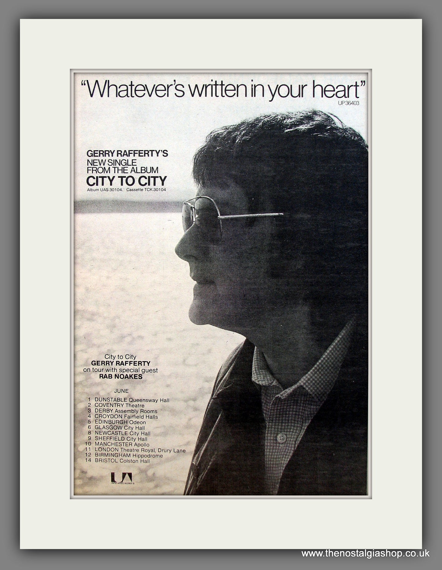 Gerry Rafferty's Whatever's Written In Your Heart. Original advert 1978  (ref AD13128)