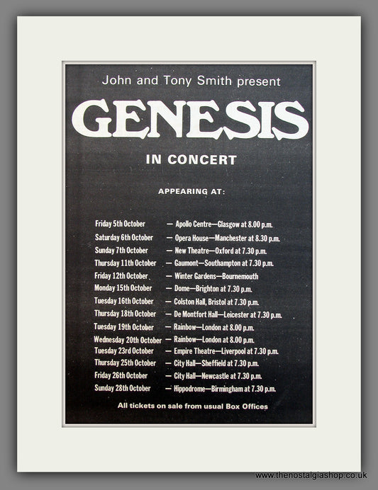 Genesis In Concert. Original advert 1973  (ref AD13136)