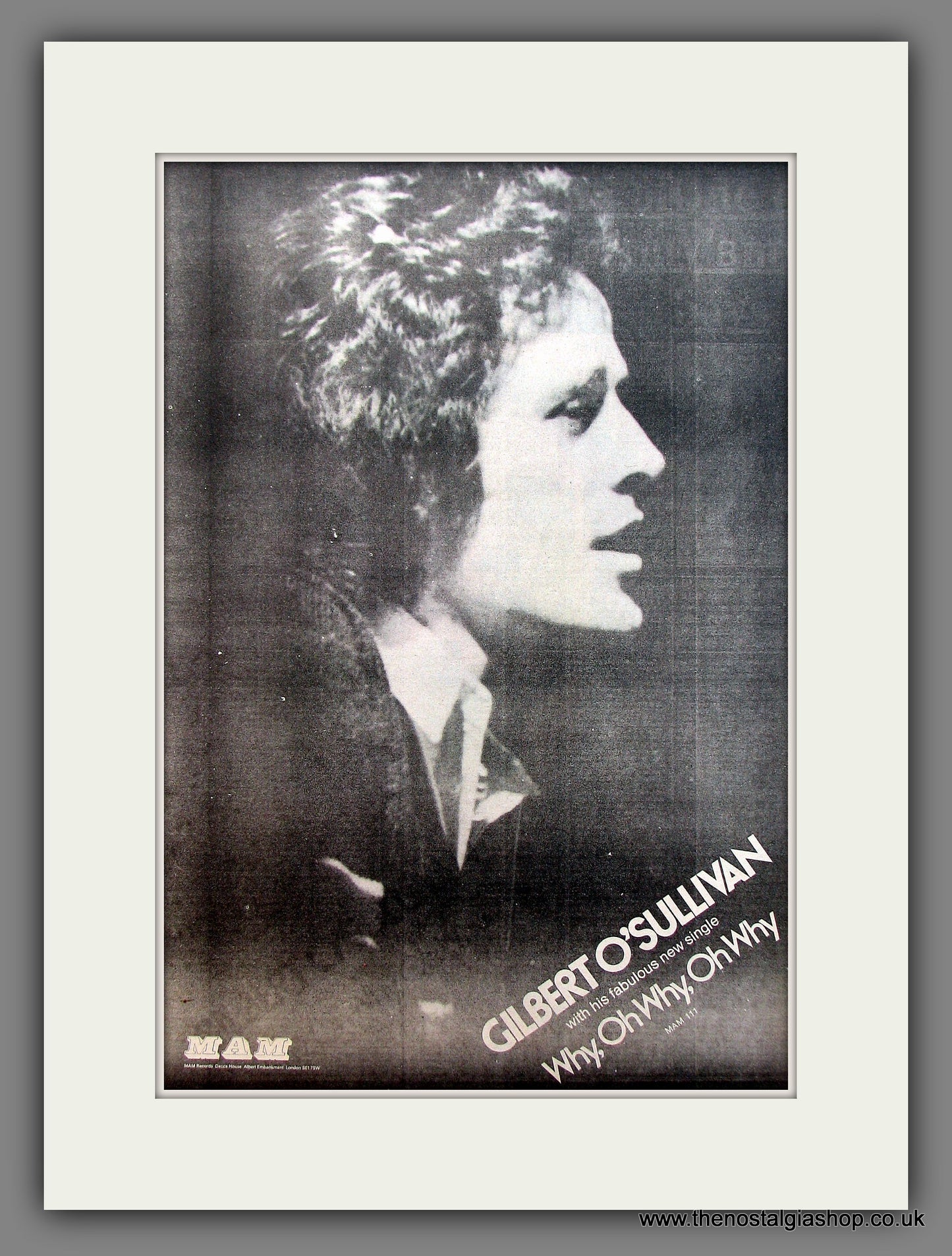 Gilbert O'Sullivan Why, Oh Why, Oh Why. Original advert 1973  (ref AD13138)