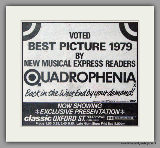 Quadrophenia. Best Picture Vintage Advert 1980 (ref AD50469)