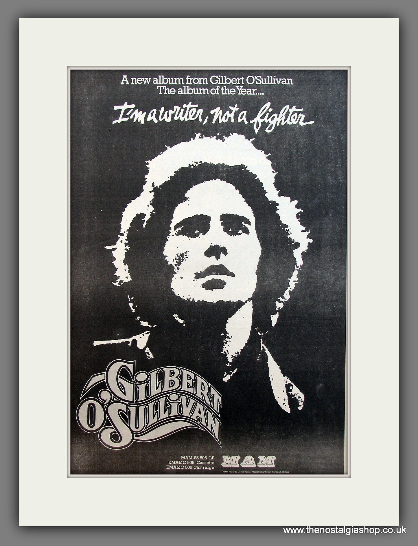 Gilbert O'Sullivan I'm A Writer, Not A Fighter. Original advert 1973  (ref AD13139)