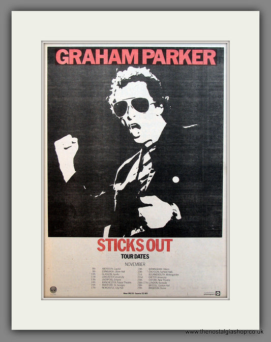 Graham Parker Sticks Out Tour Dates. Original advert 1977  (ref AD13143)