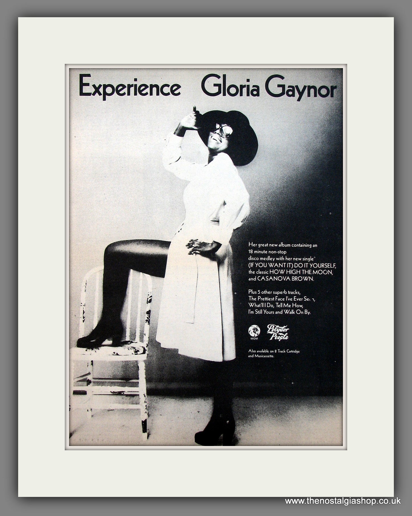 Gloria Gaynor. Experience. Original advert 1975  (ref AD13149)