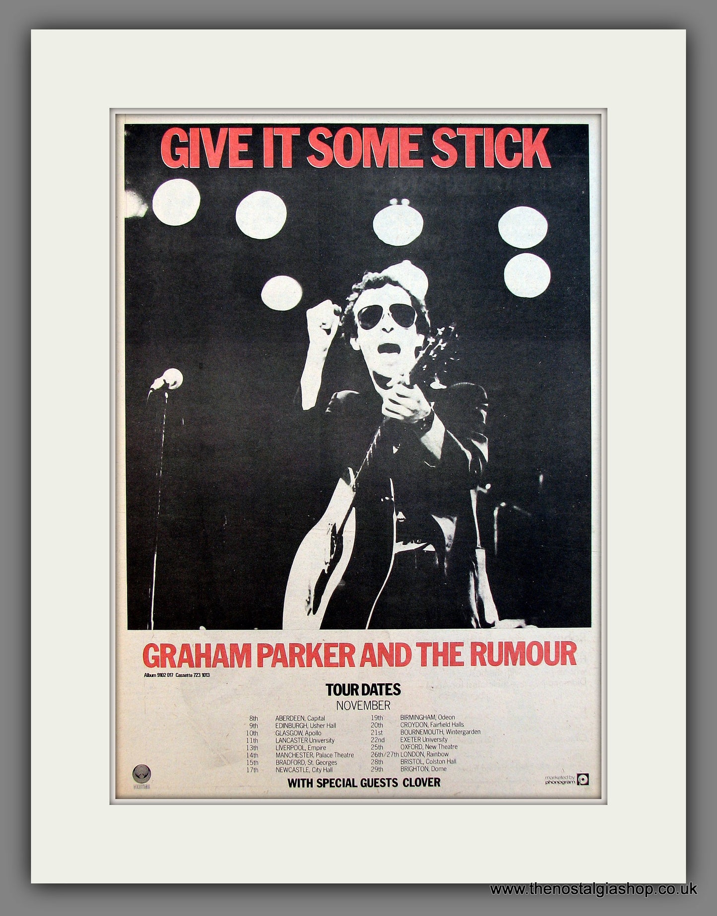 Graham Parker And The Rumours Tour Dates. Original advert 1977  (ref AD13153)