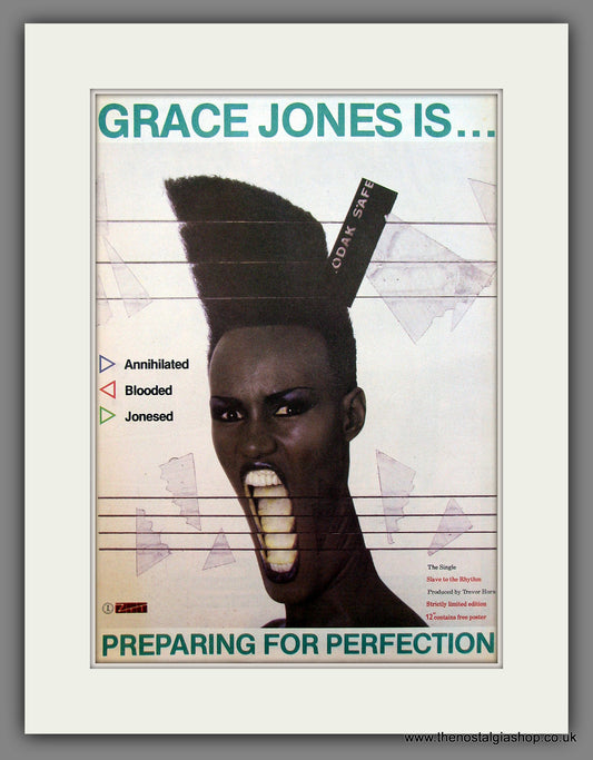 Grace Jones Preparing For Perfection. Original Vintage Advert 1985 (ref AD13213)