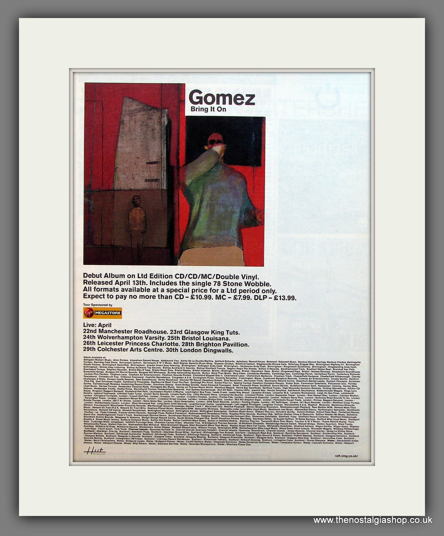 Gomez Bring It On. Original Vintage Advert 1998 (ref AD13225)