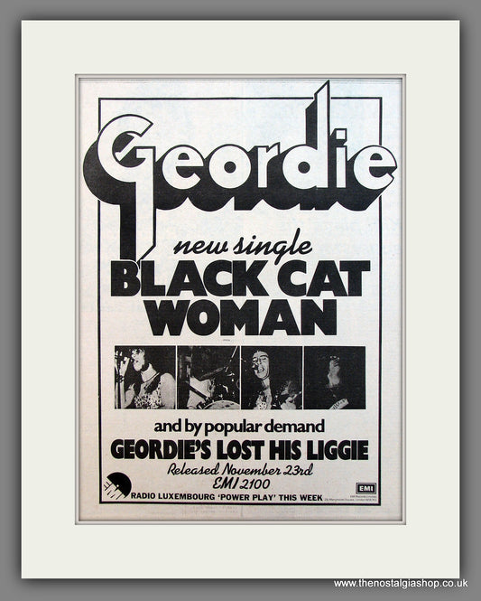 Geordie Black Cat Woman. Original Vintage Advert 1973 (ref AD13229)