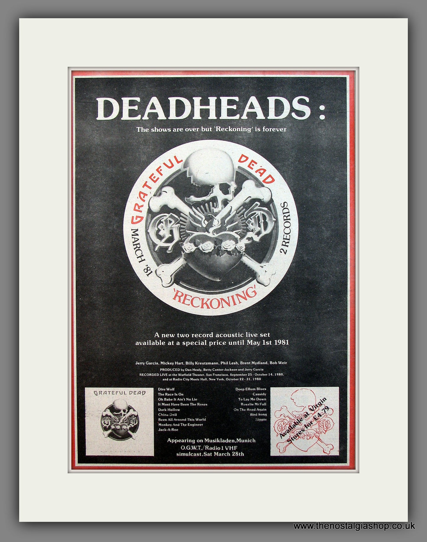 Grateful Dead Reckoning. Original Vintage Advert 1981 (ref AD13245)