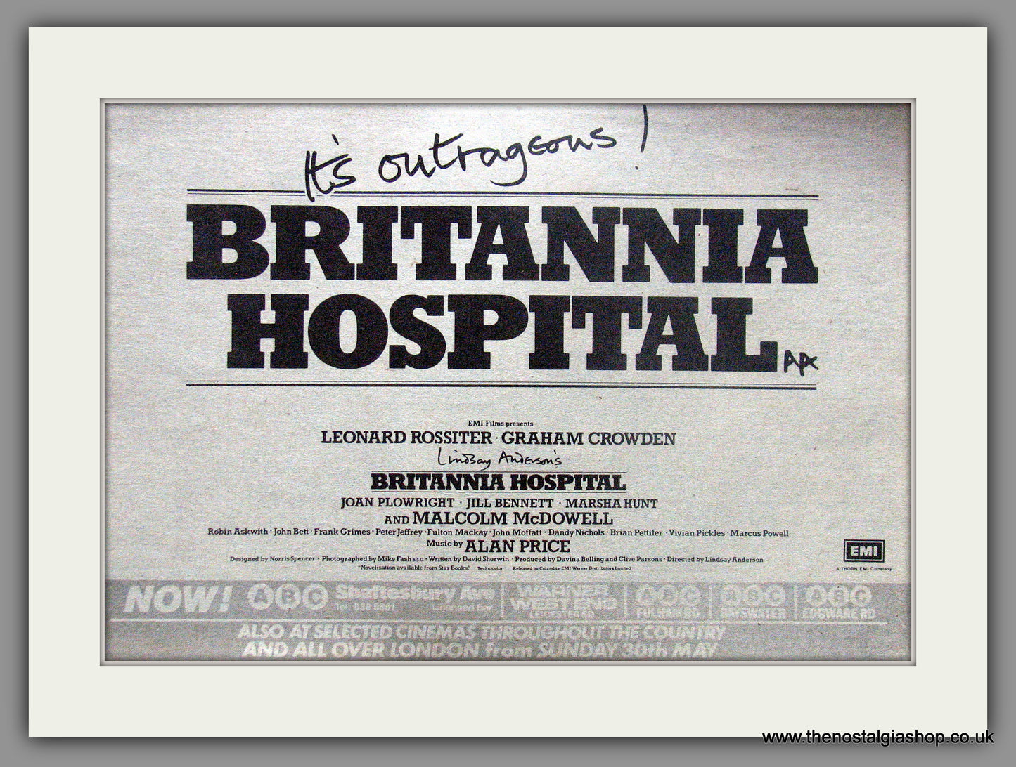 Britannia Hospital. Original Advert 1982 (ref AD50564)