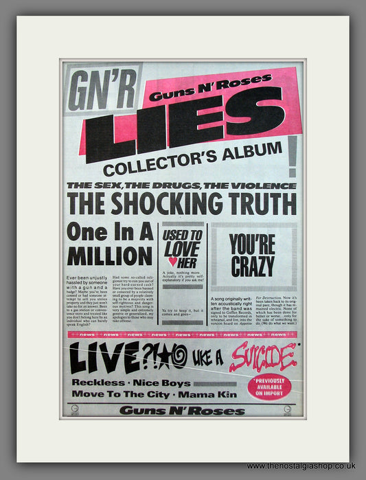 Guns N' Roses Lies. Original Vintage Advert 1988 (ref AD13258)