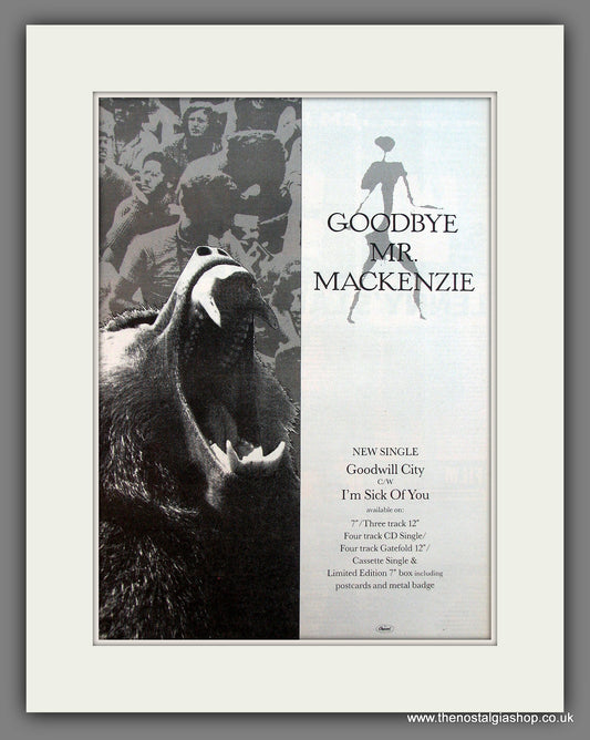 Goodbye Mr. Mackenzie Goodwill City. Original Vintage Advert 1989 (ref AD13260)