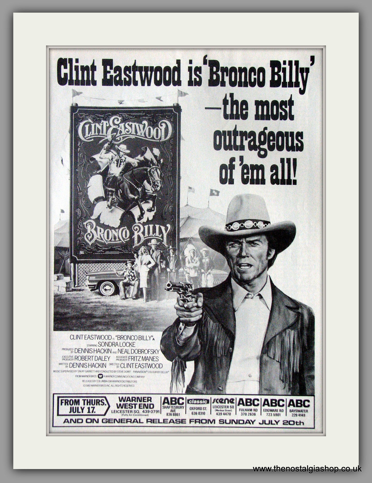 Bronco Billy. Clint Eastwood. Original Advert 1980 (ref AD50587)