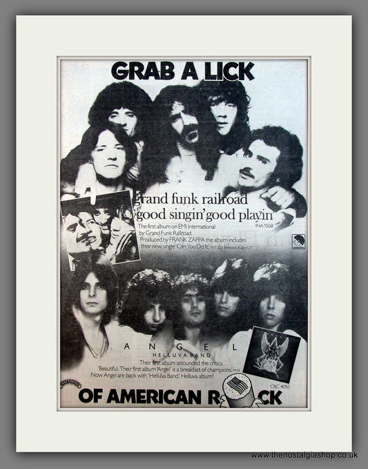 Grand Funk Railroad & Helluva Band. Original Vintage Advert 1976 (ref AD13271)