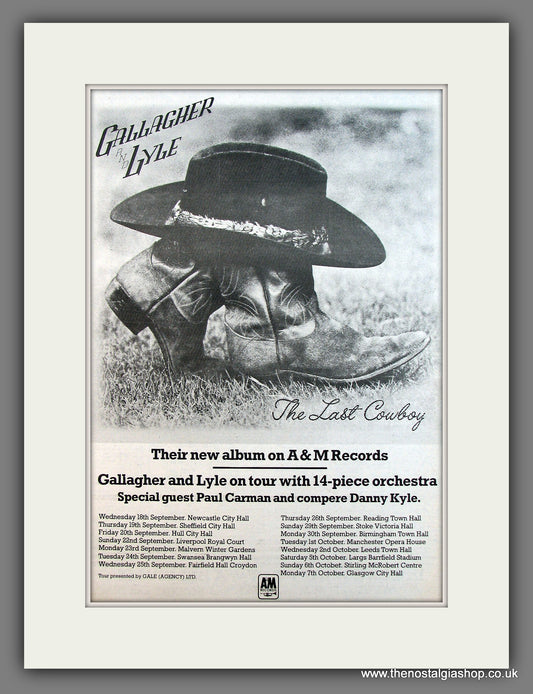 Gallagher & Lyle The Last Cowboy. Original Vintage Advert 1974 (ref AD13285)