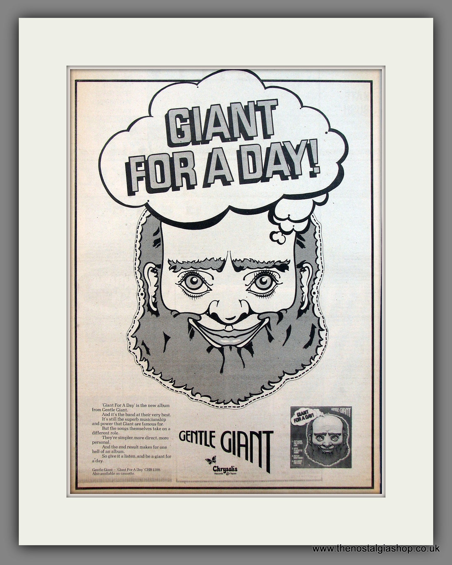 Gentle Giant, Giant For A Day. Original Vintage Advert 1978 (ref AD13319)