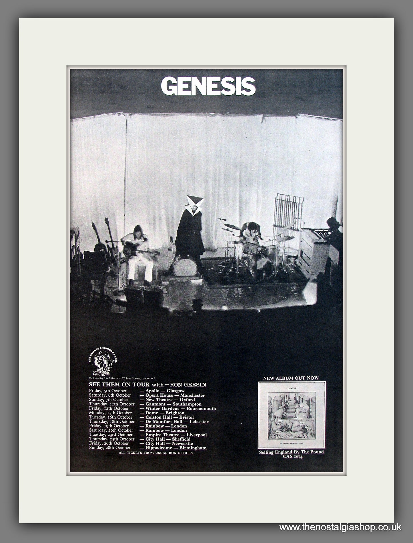 Genesis On Tour. Original Vintage Advert 1973 (ref AD13323)