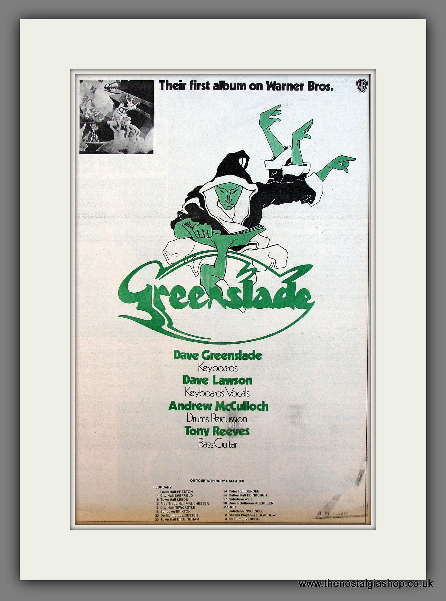 Greenslade On Tour With Rory Gallaher. Original Vintage Advert 1973 (ref AD13324)