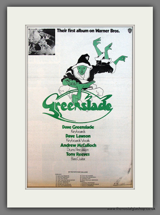 Greenslade On Tour With Rory Gallaher. Original Vintage Advert 1973 (ref AD13324)