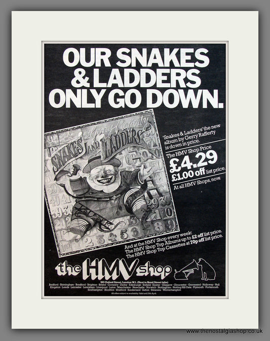 Gerry Rafferty Snakes & Ladders. Original Vintage Advert 1980 (ref AD13449)