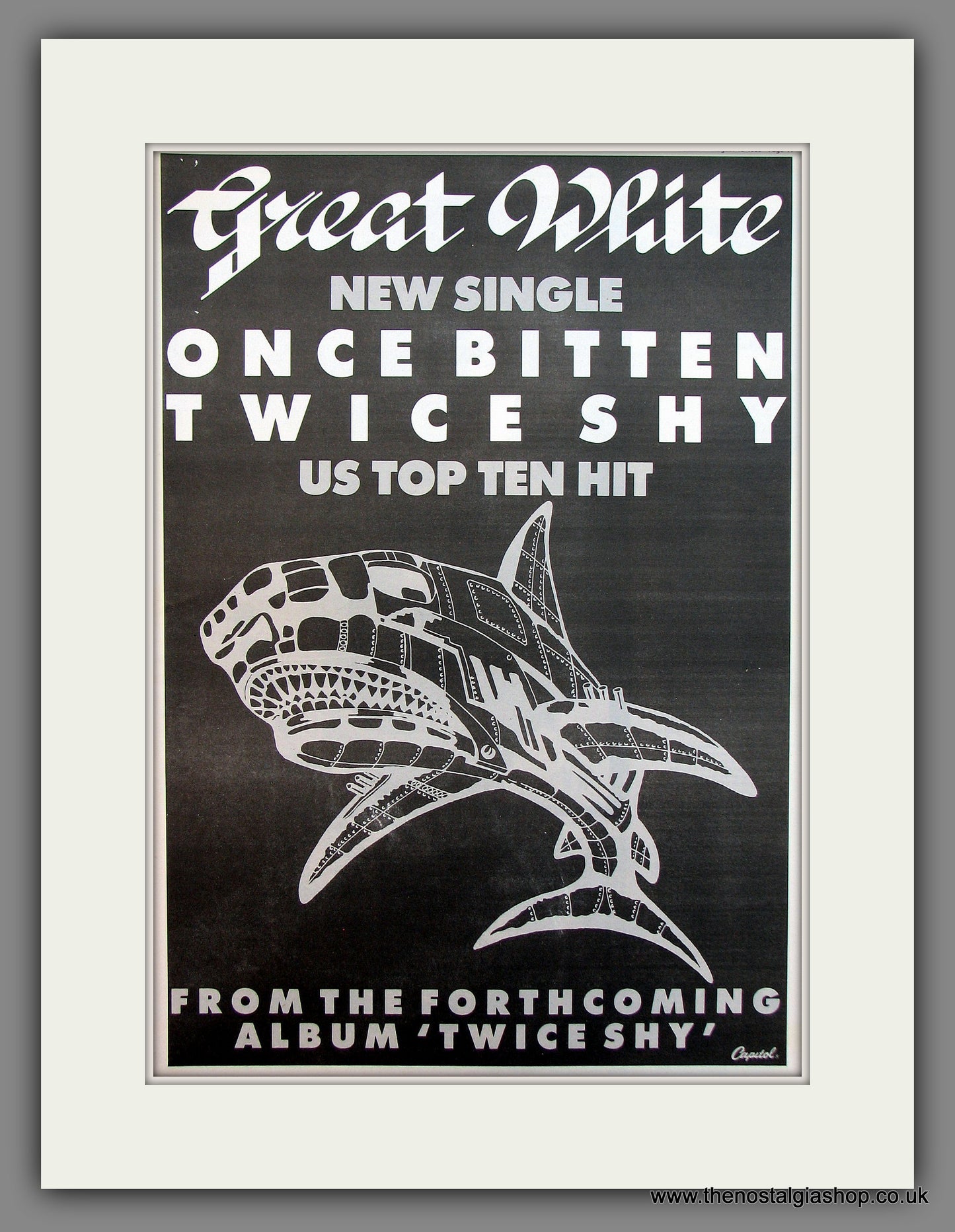 Great White Once Bitten Twice Shy. Original Vintage Advert 1989 (ref AD13466)