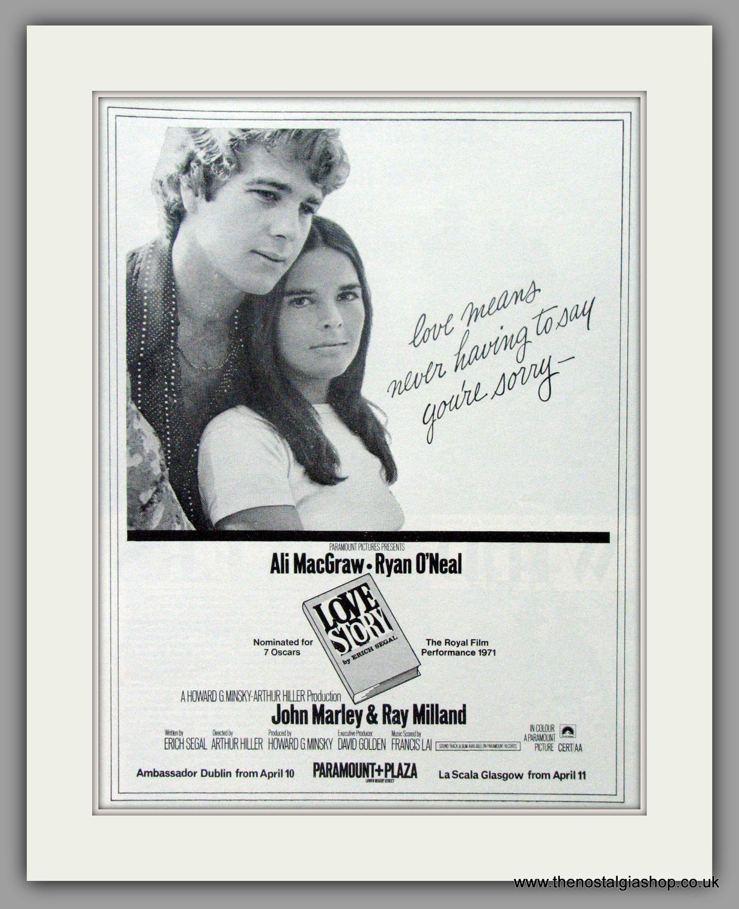 Love Story. Original Advert 1971 (ref AD50956a) – The Nostalgia Shop