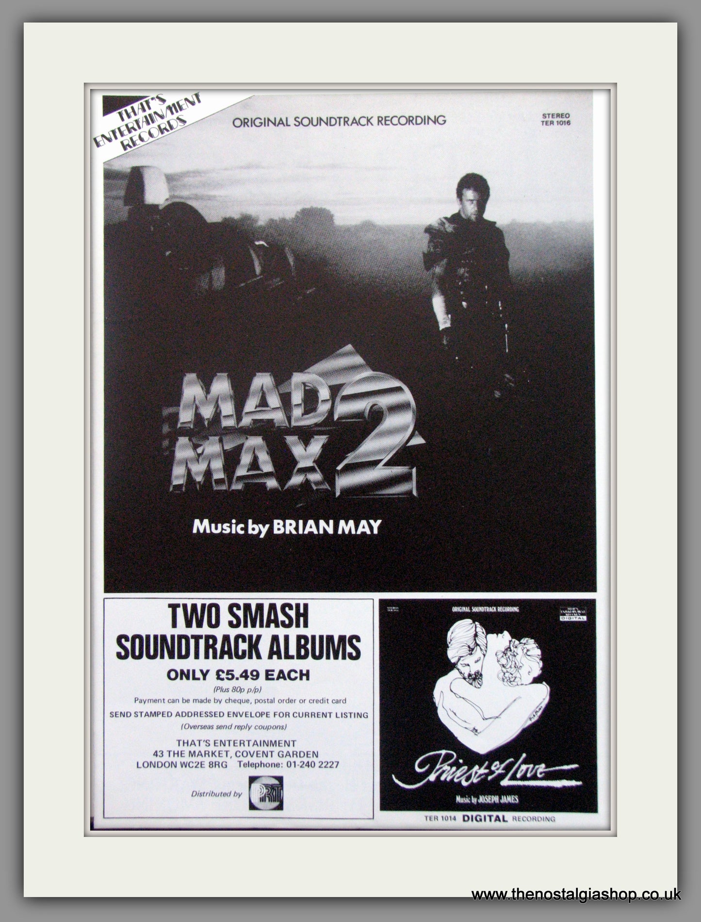 Mad Max 2 Soundtrack. Vintage Advert 1982 (ref AD51207)